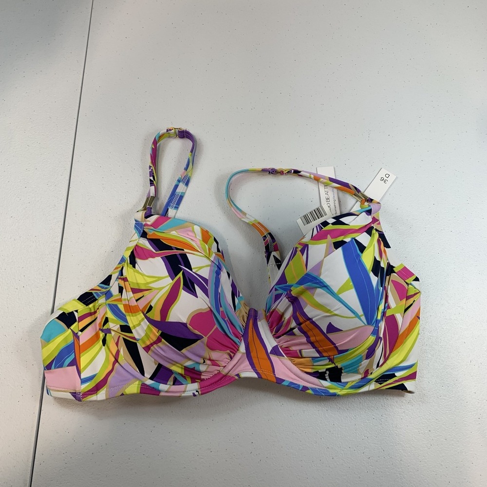 Bleu‎ Rod Beattie Women's Swim Bikini Top 38D Living Color Tropical Underwire